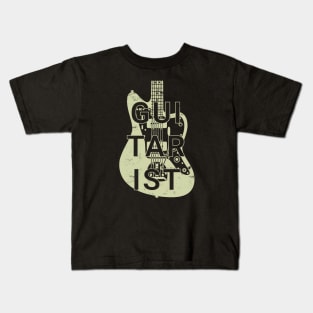 Guitarist Electric Guitar Body Cream Color Kids T-Shirt